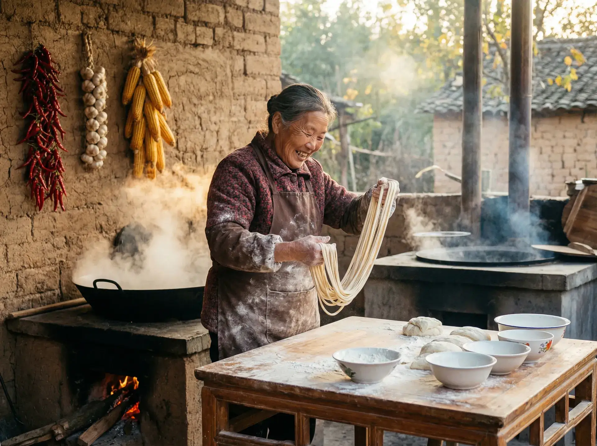 农家大嫂手擀面 - 电影密林追击 乡村美食
